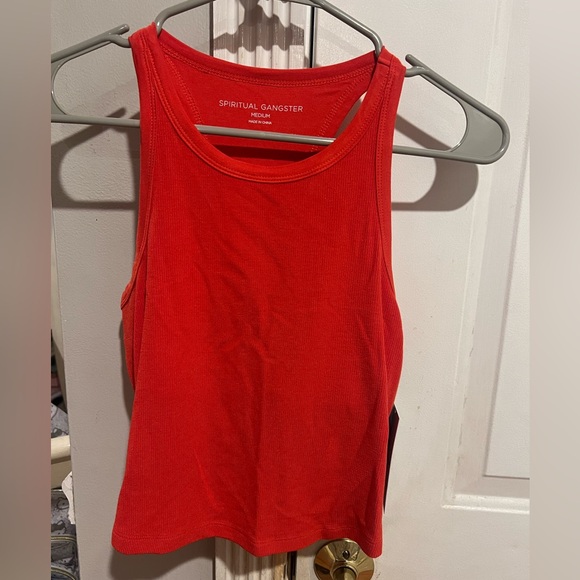 NWT spiritual gangster red cropped tank size small women's with built in bra - Picture 7 of 11